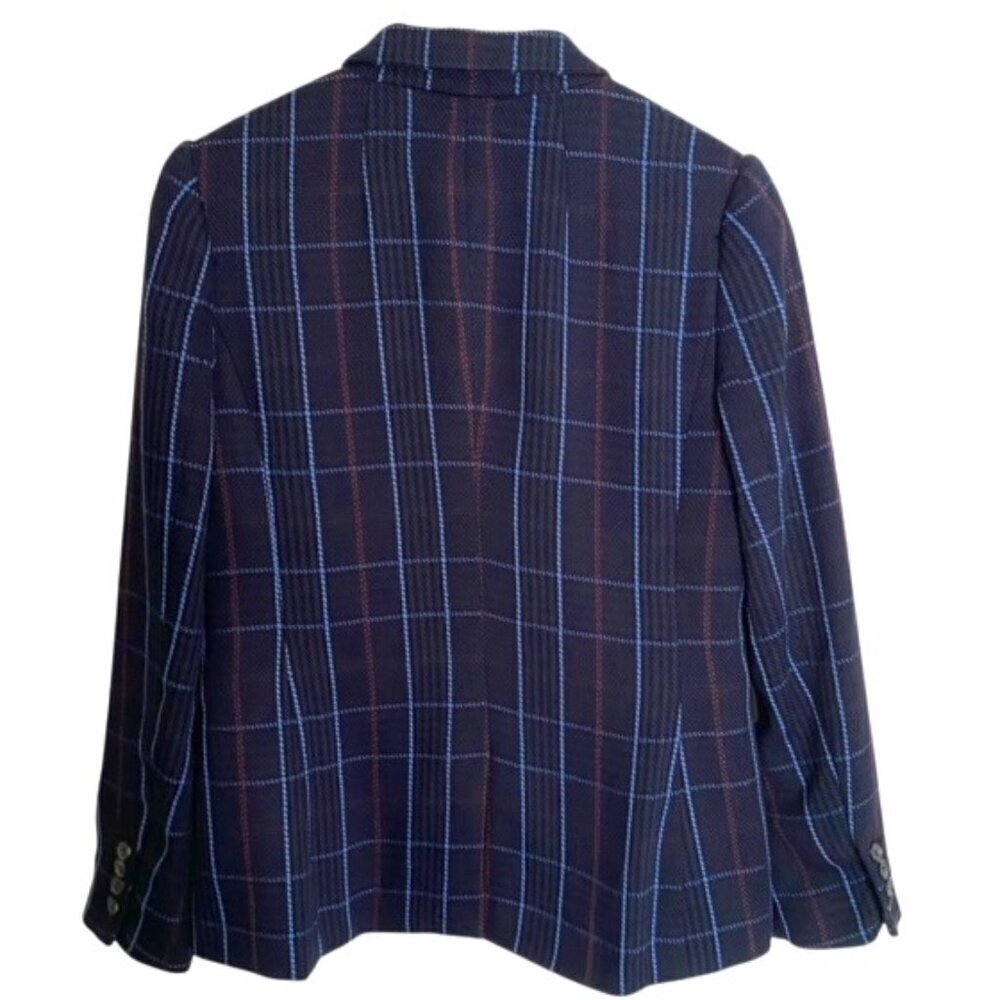 Vince Camuto Navy Plaid Blazer Jacket 4 - Picture 2 of 5
